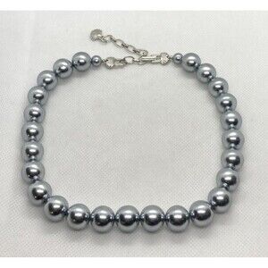 Vintage Richelieu Signed 14mm Blue Faux Pearl Single Strand 16'' - 18'' Necklace